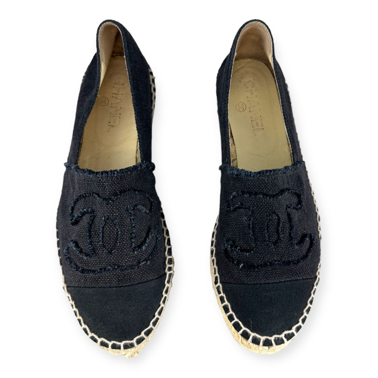 CHANEL Cap Toe Espadrilles in Black Navy | Size 39