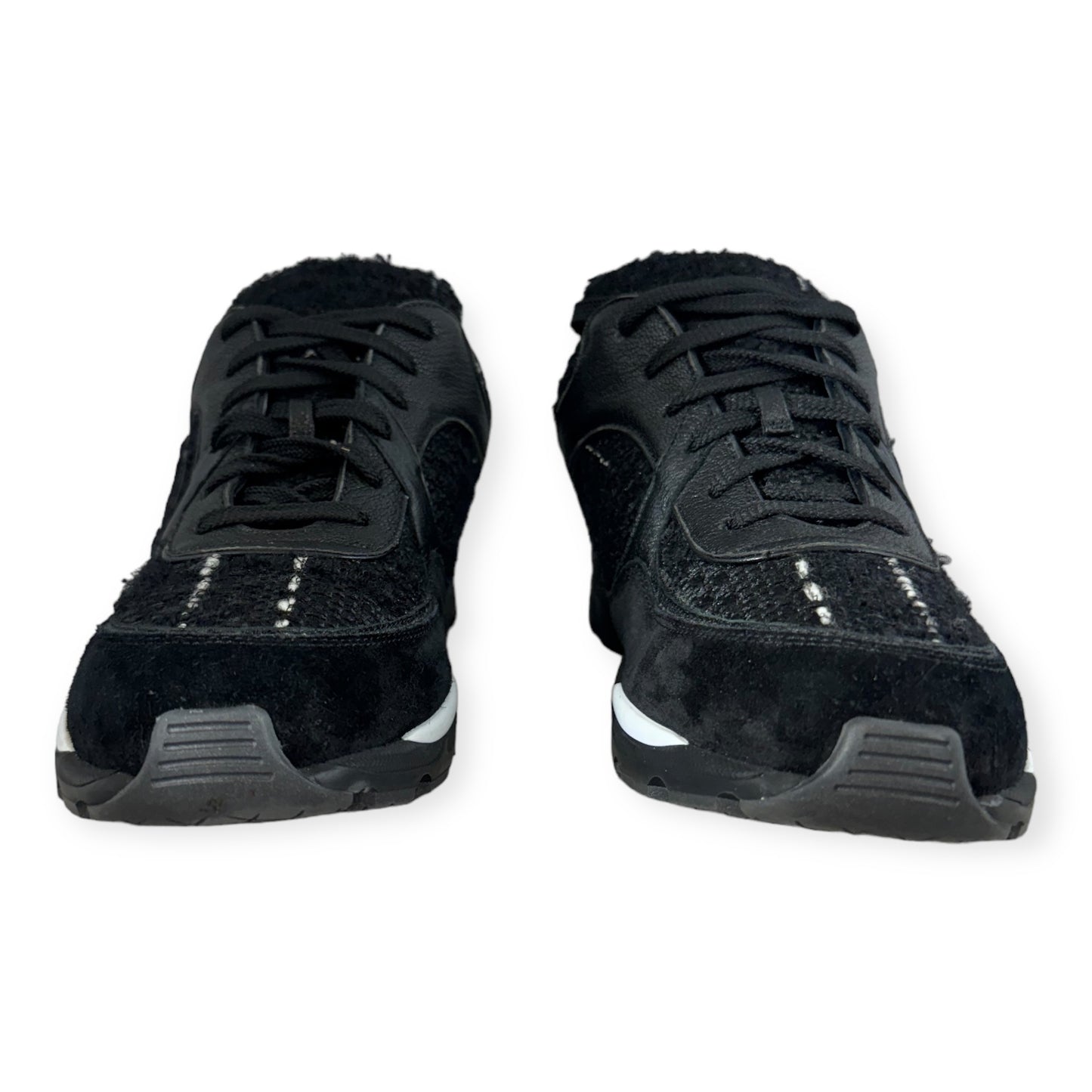 CHANEL Tweed CC Sneakers in Black | Size 39.5