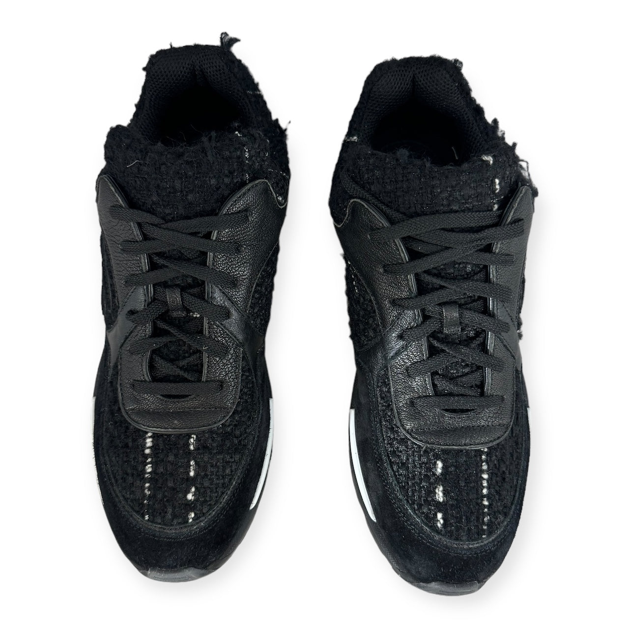 CHANEL Tweed CC Sneakers in Black | Size 39.5