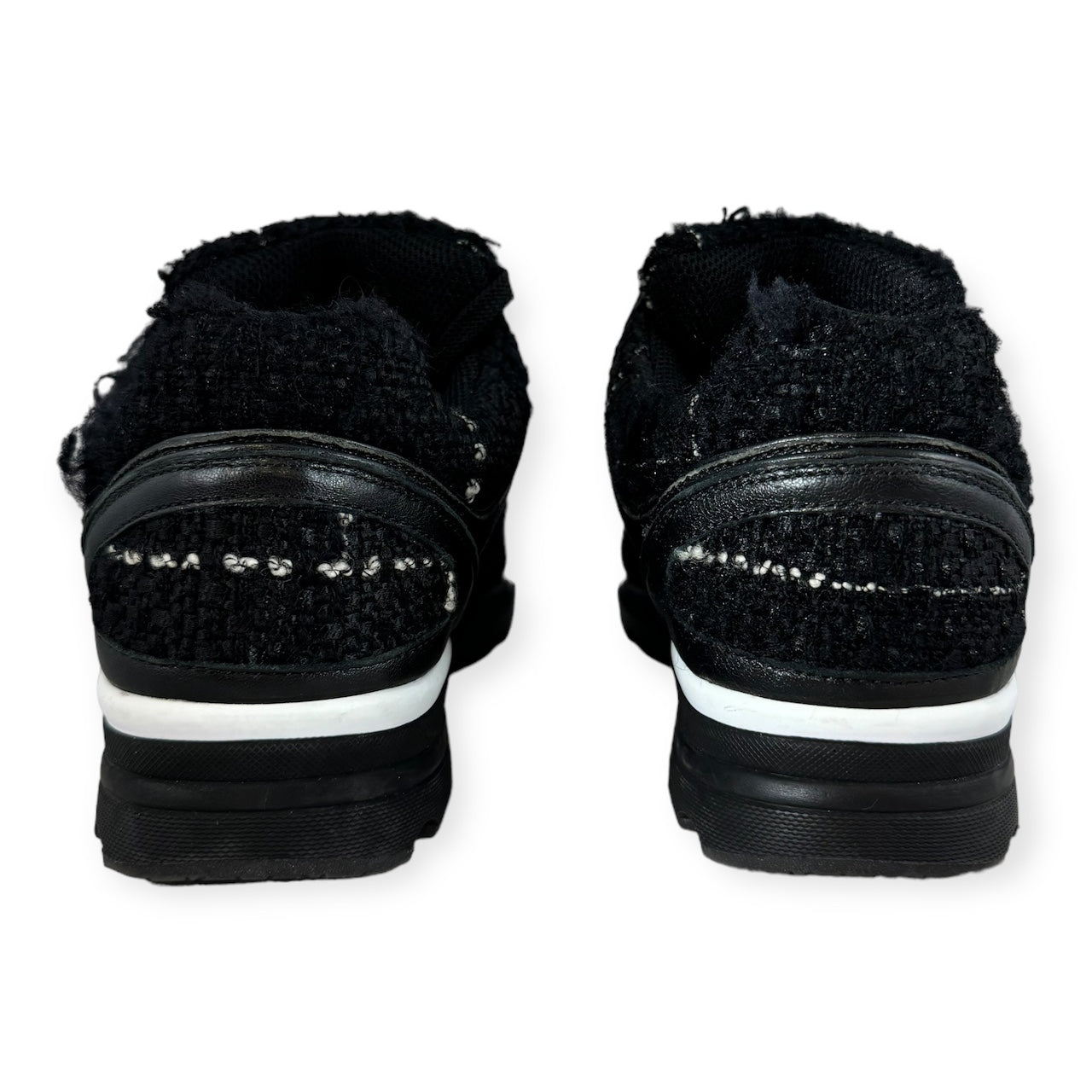 CHANEL Tweed CC Sneakers in Black | Size 39.5