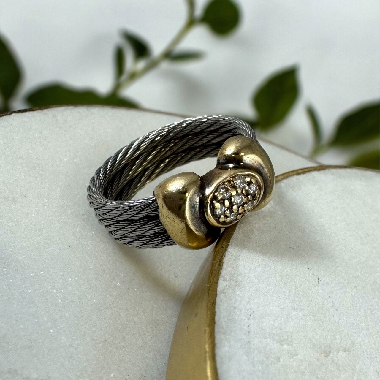 CHARRIOL Pave Celtic Cable Ring | Size 7