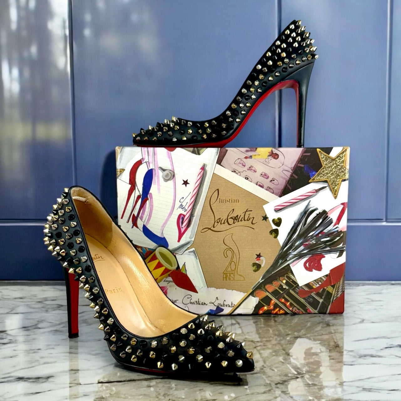 Christian louboutin pumps with spikes hotsell