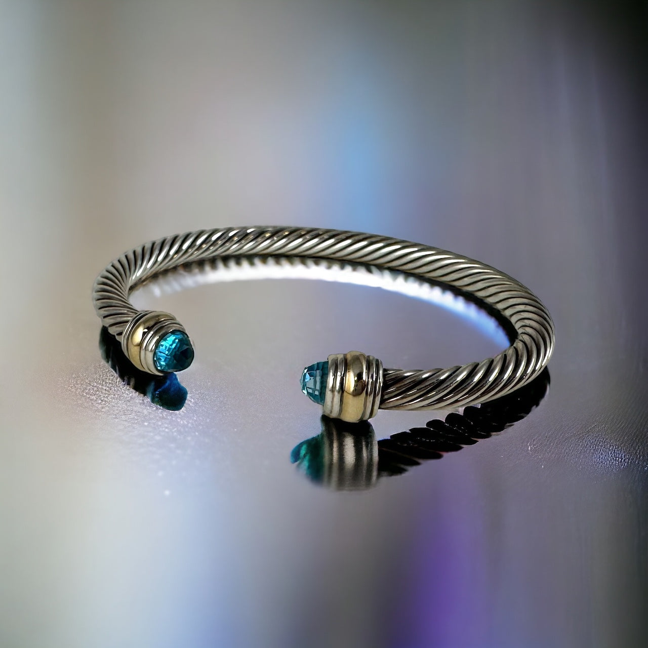 DAVID YURMAN Blue Topaz Classic Cable Bracelet 7mm