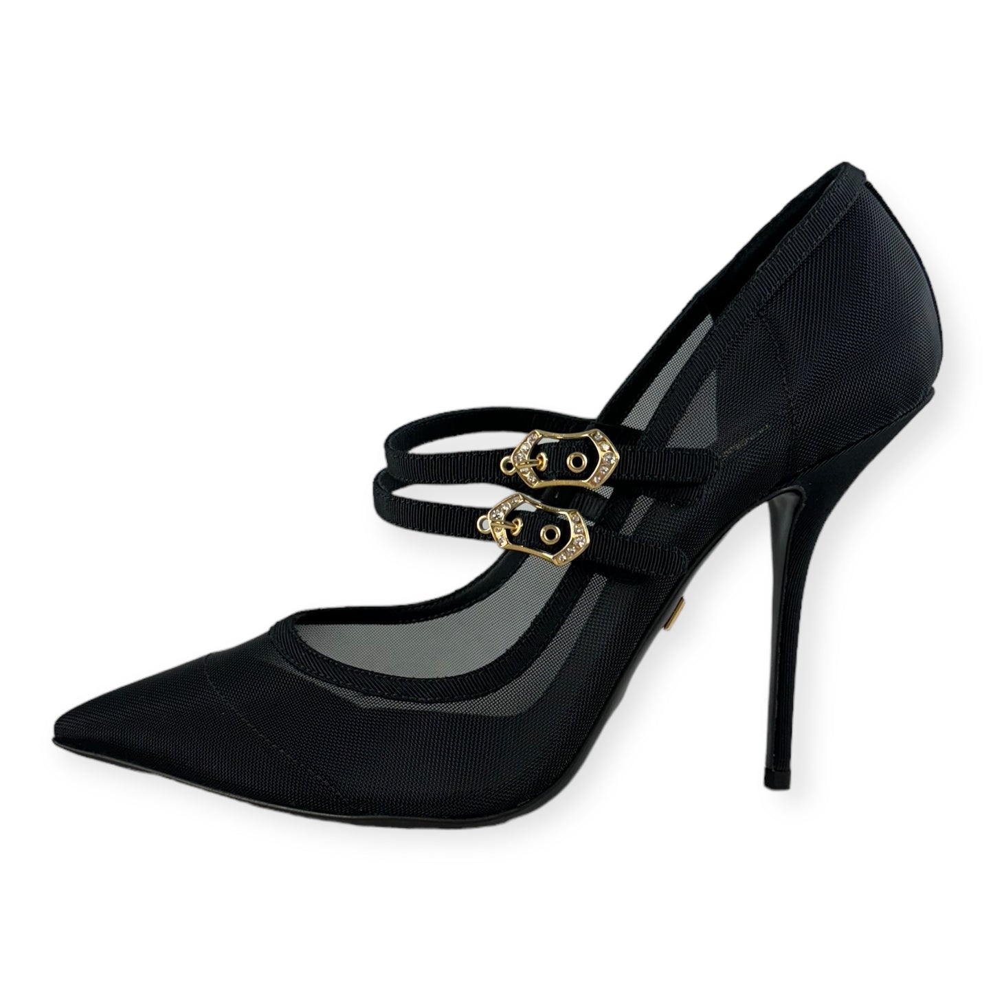 DOLCE & GABBANA Mesh Buckle Pumps in Black | Size 38