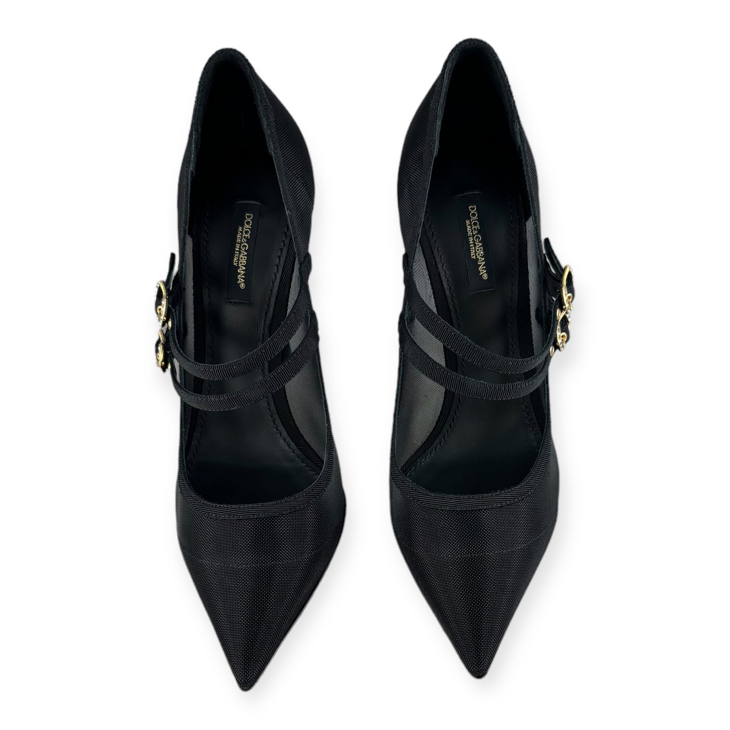 DOLCE & GABBANA Mesh Buckle Pumps in Black | Size 38