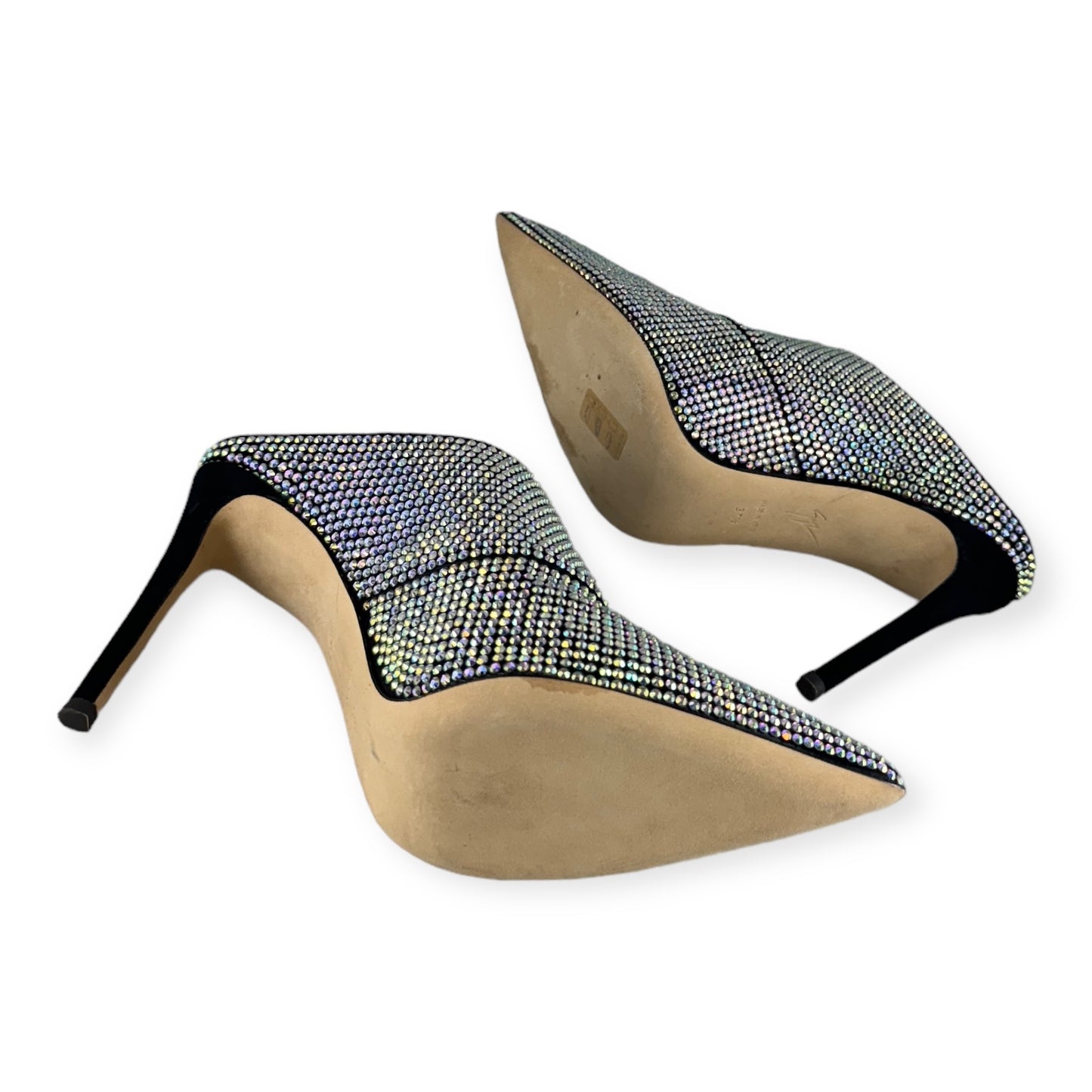 GIUSEPPE ZANOTTI Crystal Mules in Black | Size 37.5