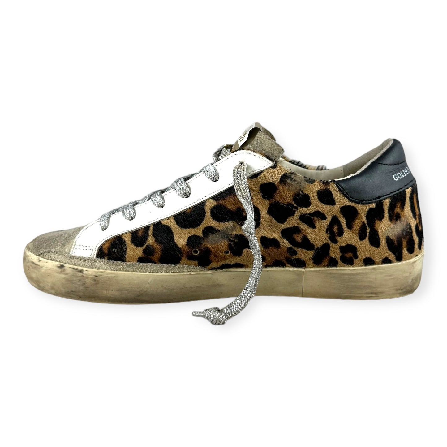 GOLDEN GOOSE Leopard Sneakers in Brown Silver | Size 38