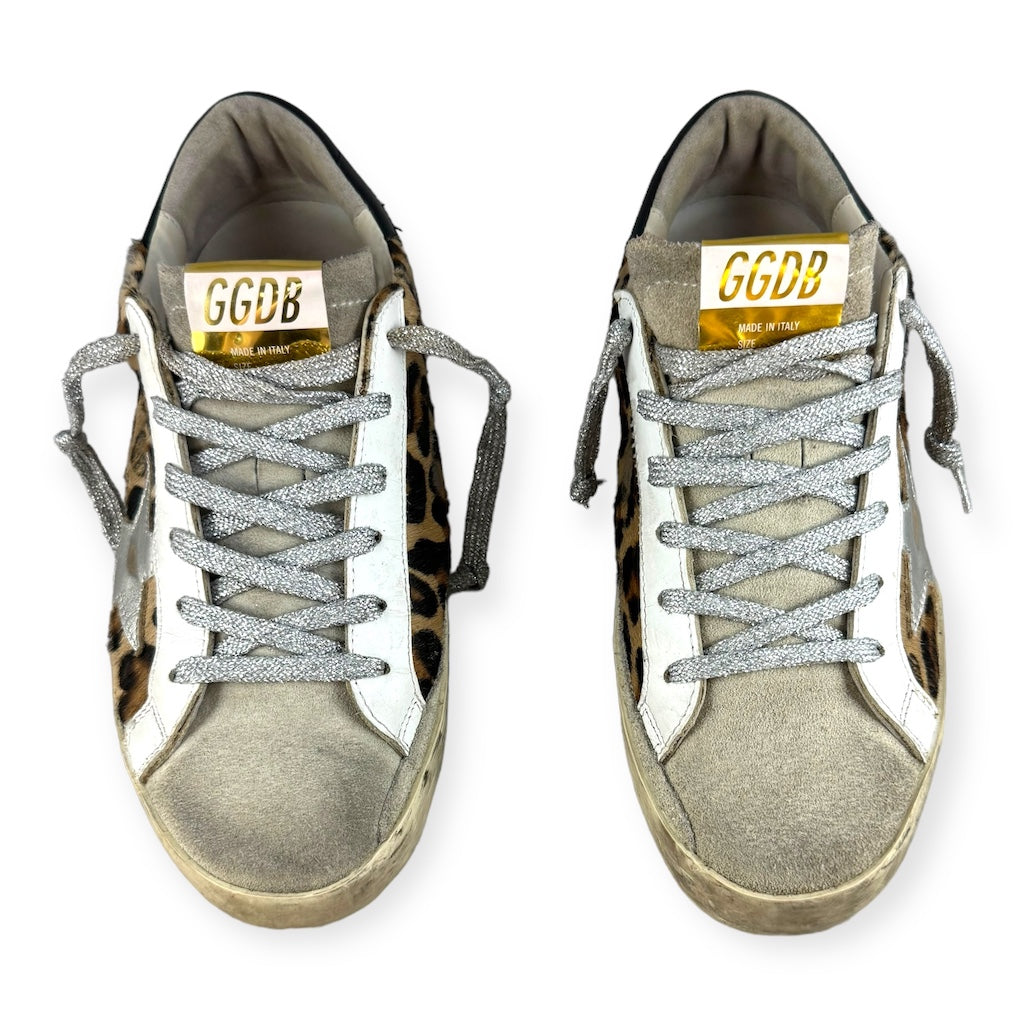 GOLDEN GOOSE Leopard Sneakers in Brown Silver | Size 38