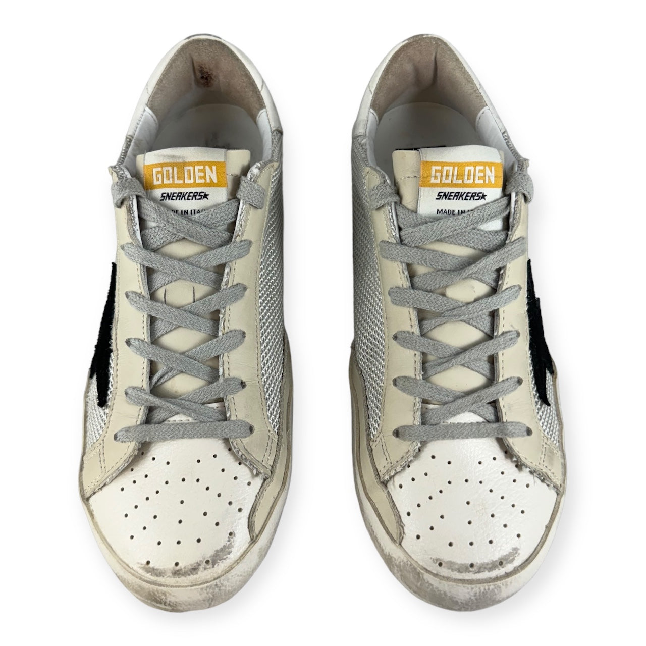 GOLDEN GOOSE Superstar Suede Sneakers in Silver Black | Size 38