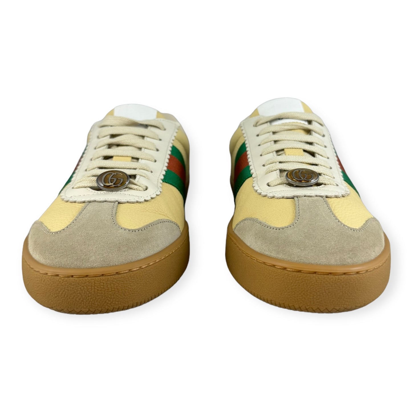 GUCCI Leather Court Sneakers in Butter Multi | Size 8
