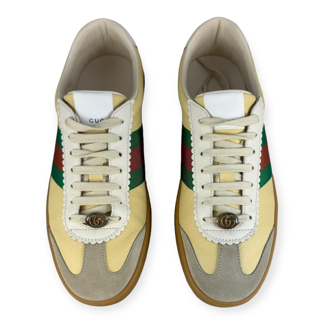 GUCCI Leather Court Sneakers in Butter Multi | Size 8