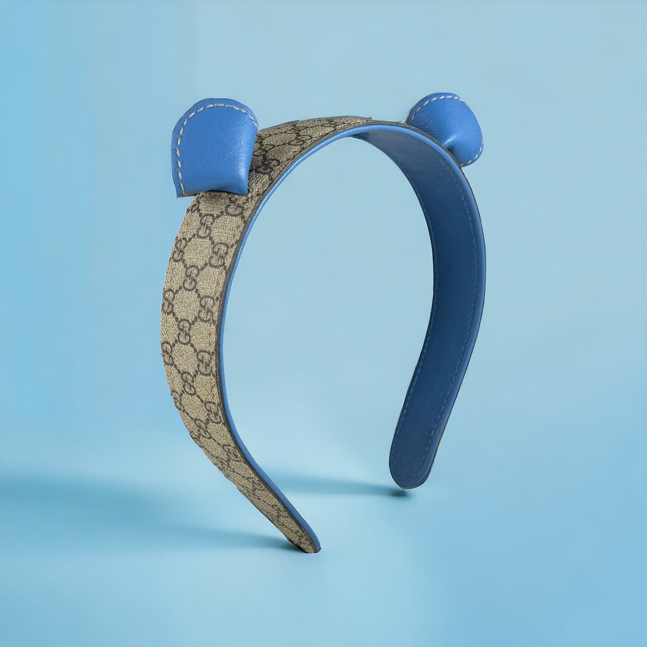 GUCCI GG Headband with Ears Brown Blue