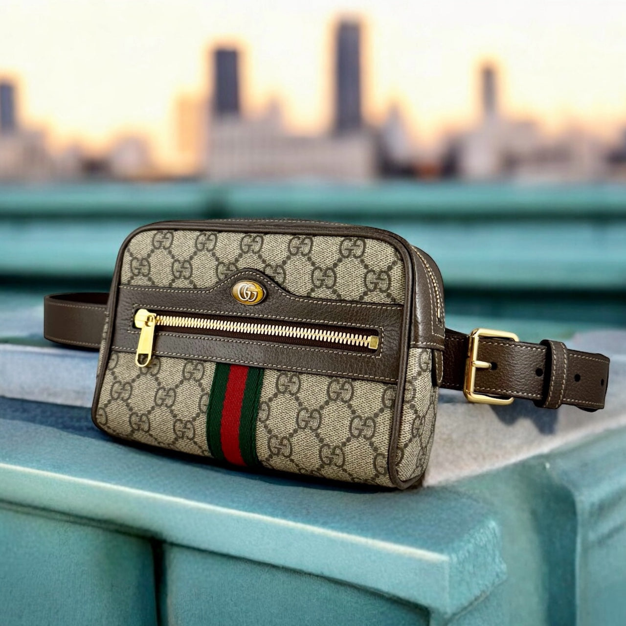 GUCCI GG Ophidia Belt Bag in Brown