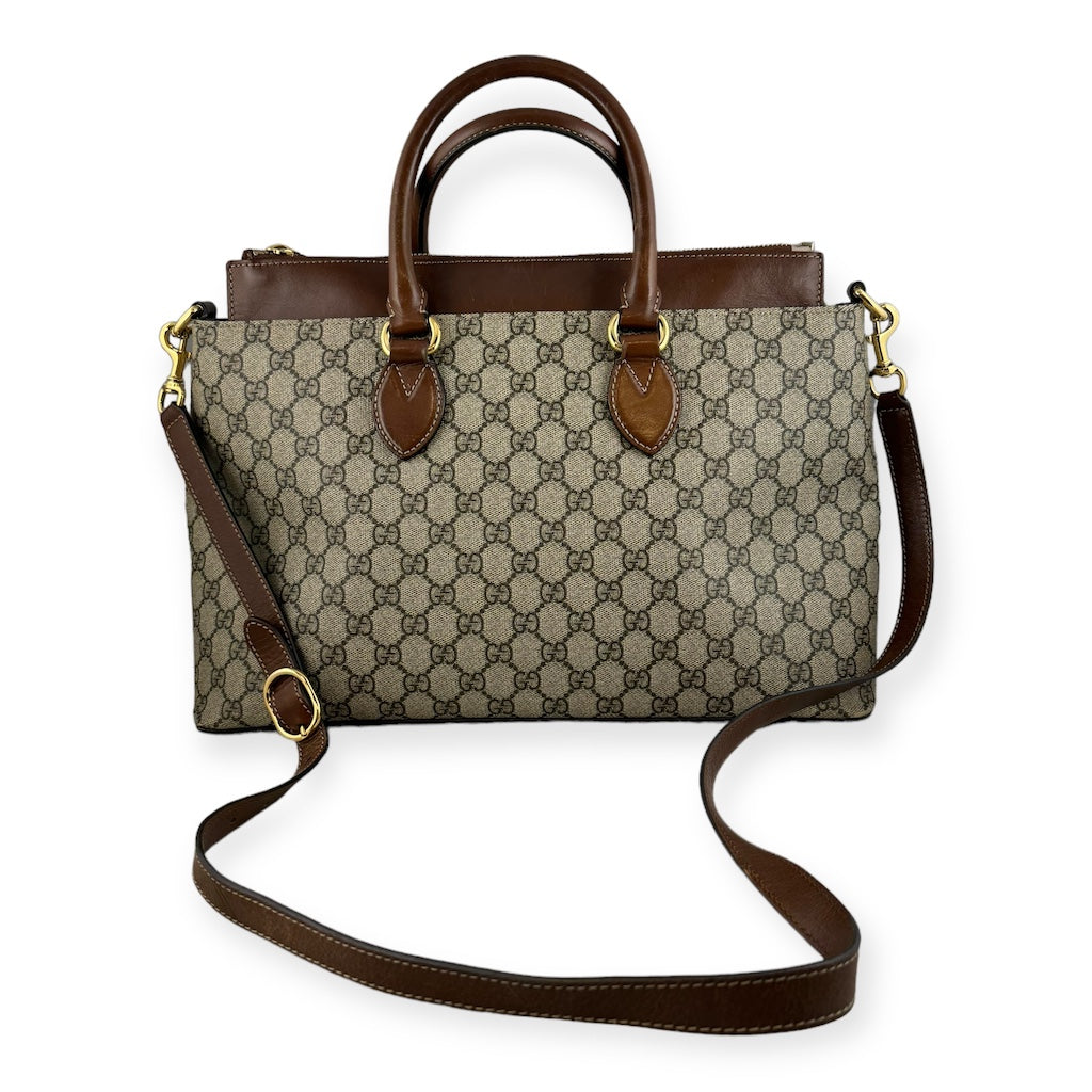 GUCCI GG Supreme Tote in Brown
