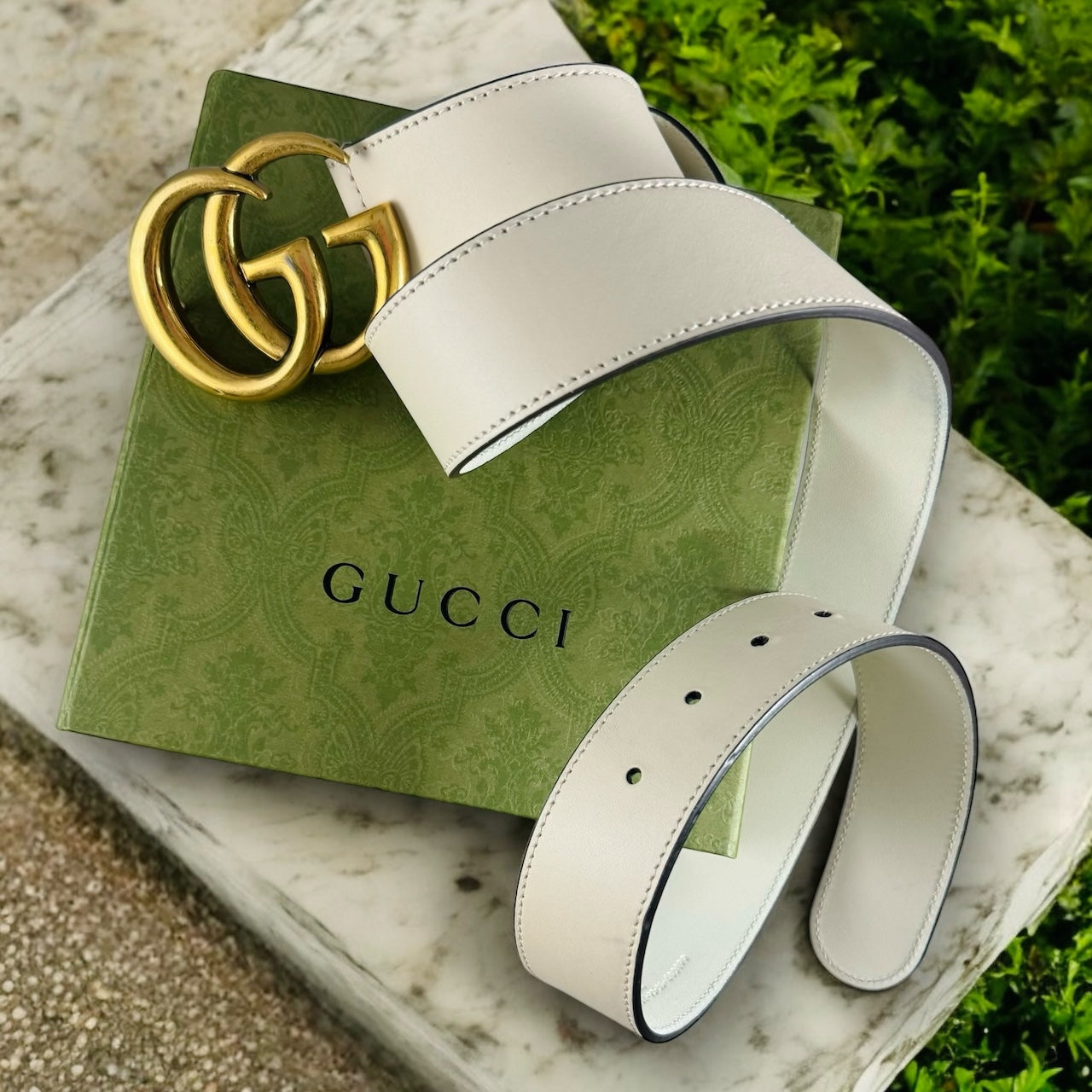 GUCCI GG Marmont Belt in Ivory Size 90/36 – More Than You Can