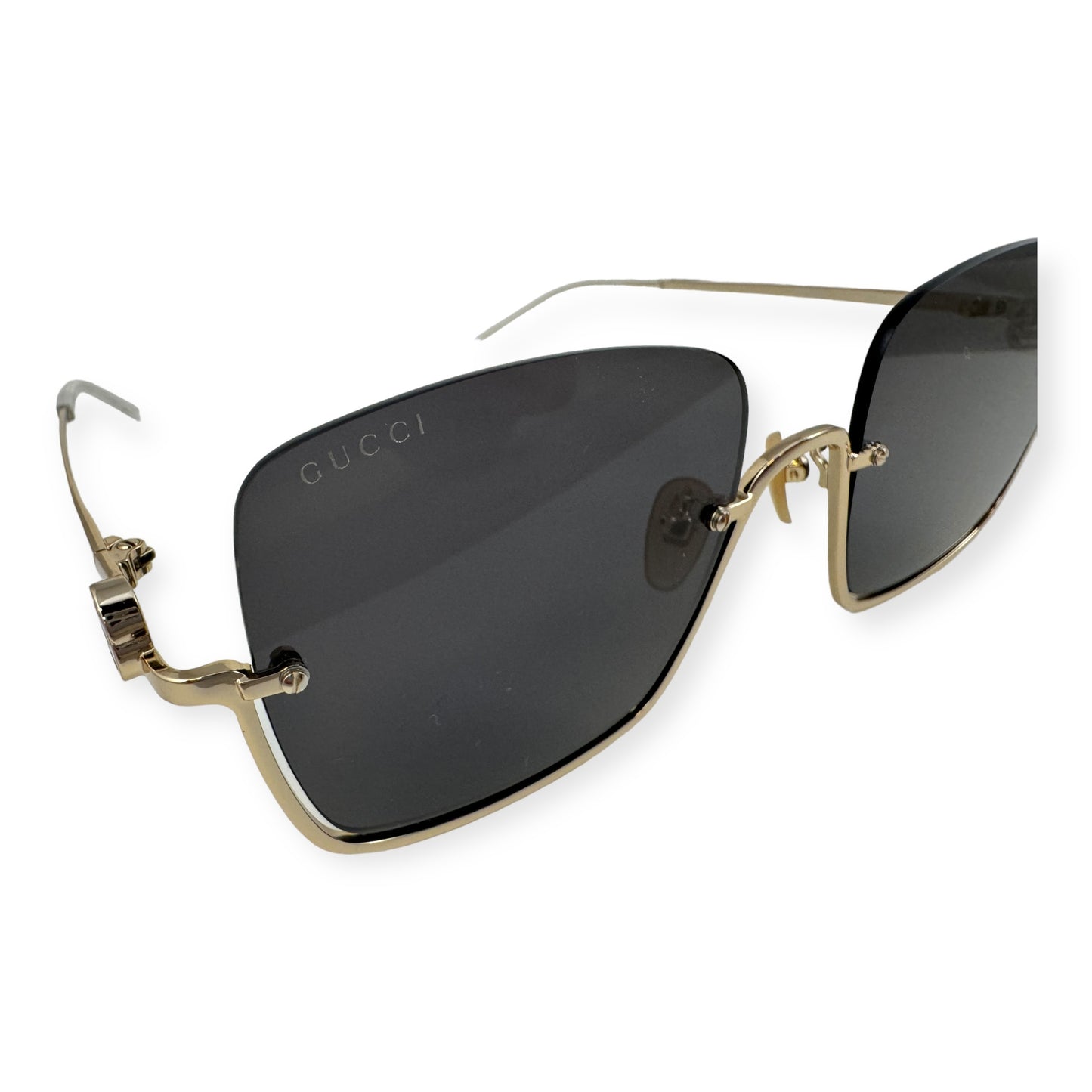 GUCCI Semi Rimmed Sunglasses in Black Gold