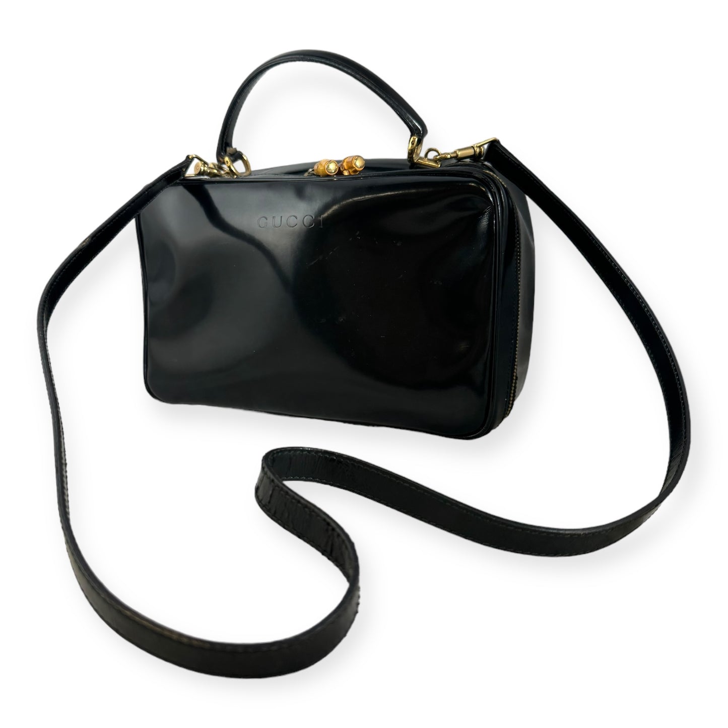 GUCCI Vintage Bamboo Top Handle Bag in Black