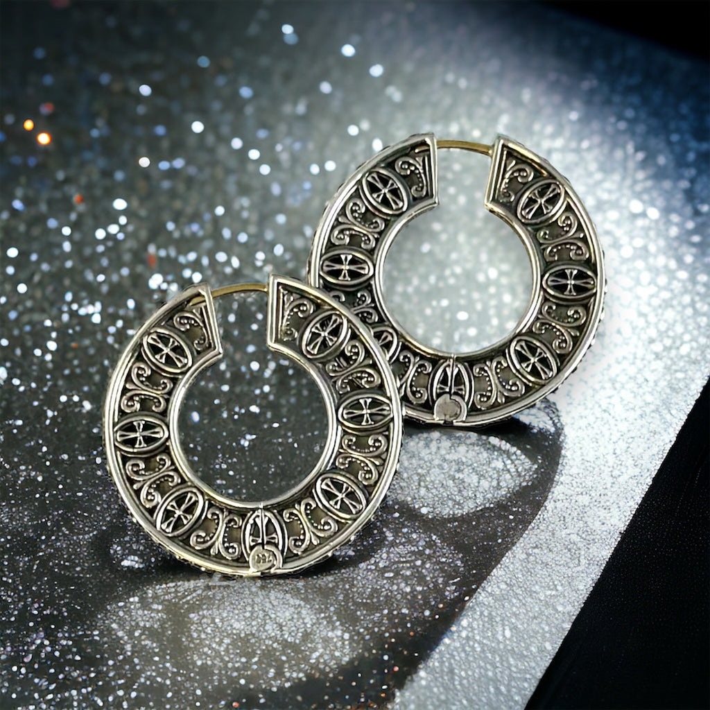 KONSTANTINO Cross Filigree Hoop Earrings 925