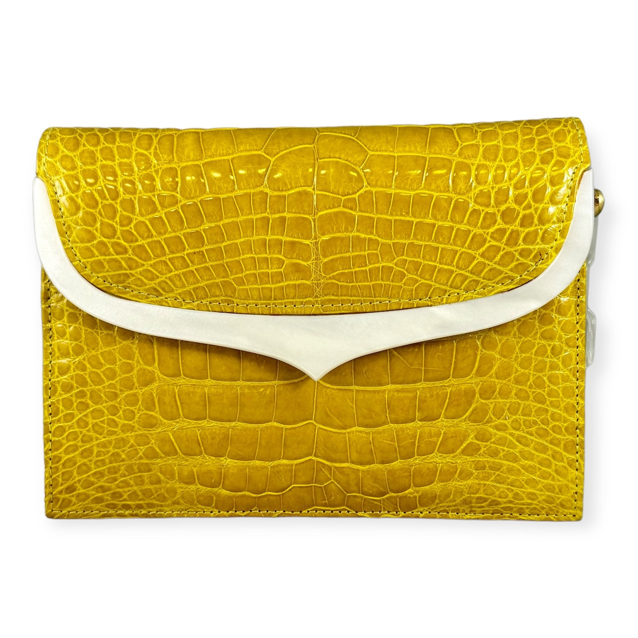 LANA MARKS Alligator MOP Handbag in Yellow