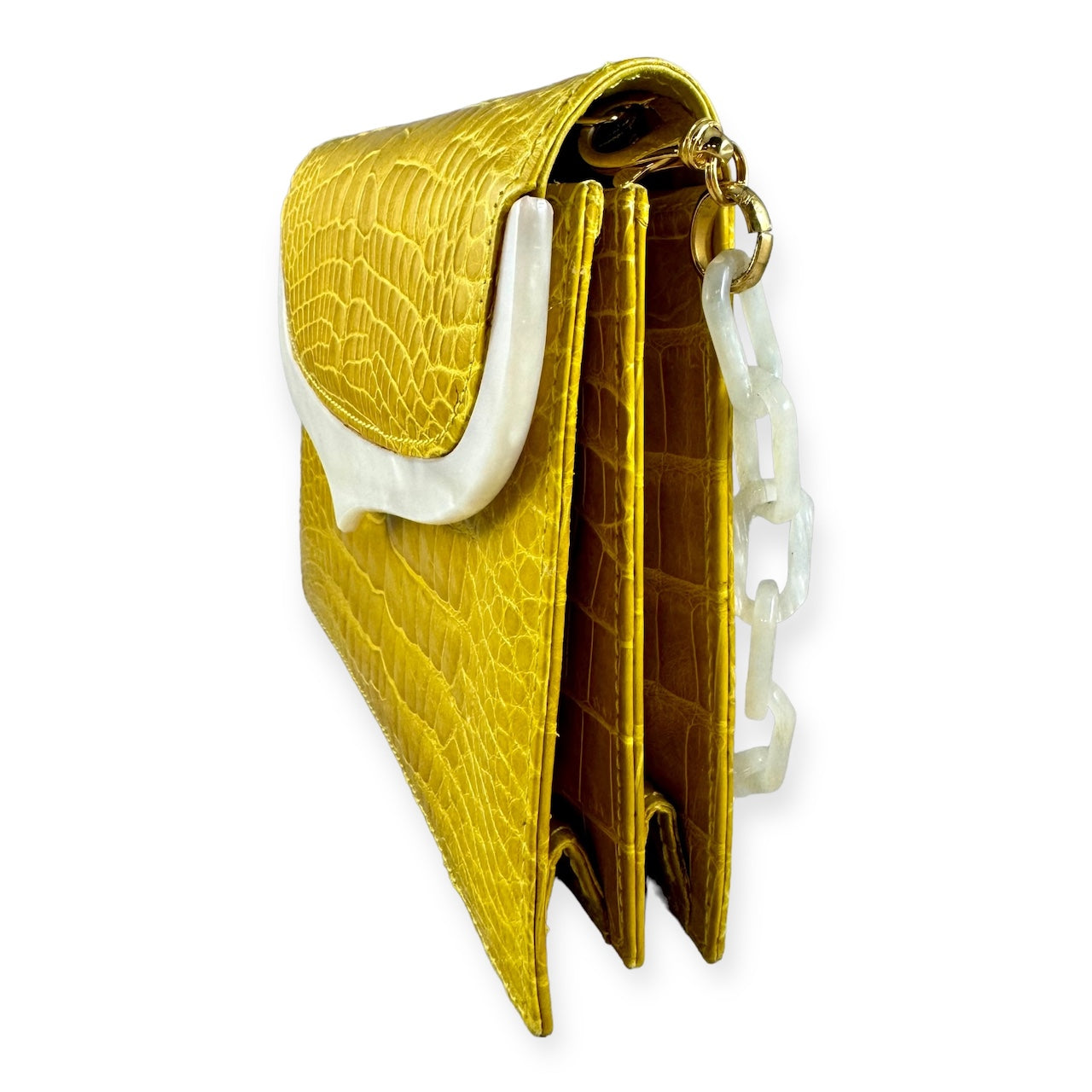 LANA MARKS Alligator MOP Handbag in Yellow