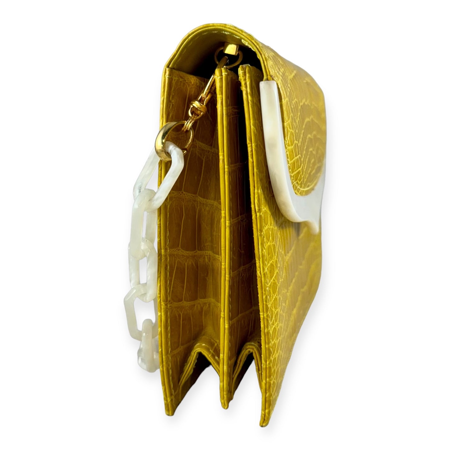LANA MARKS Alligator MOP Handbag in Yellow