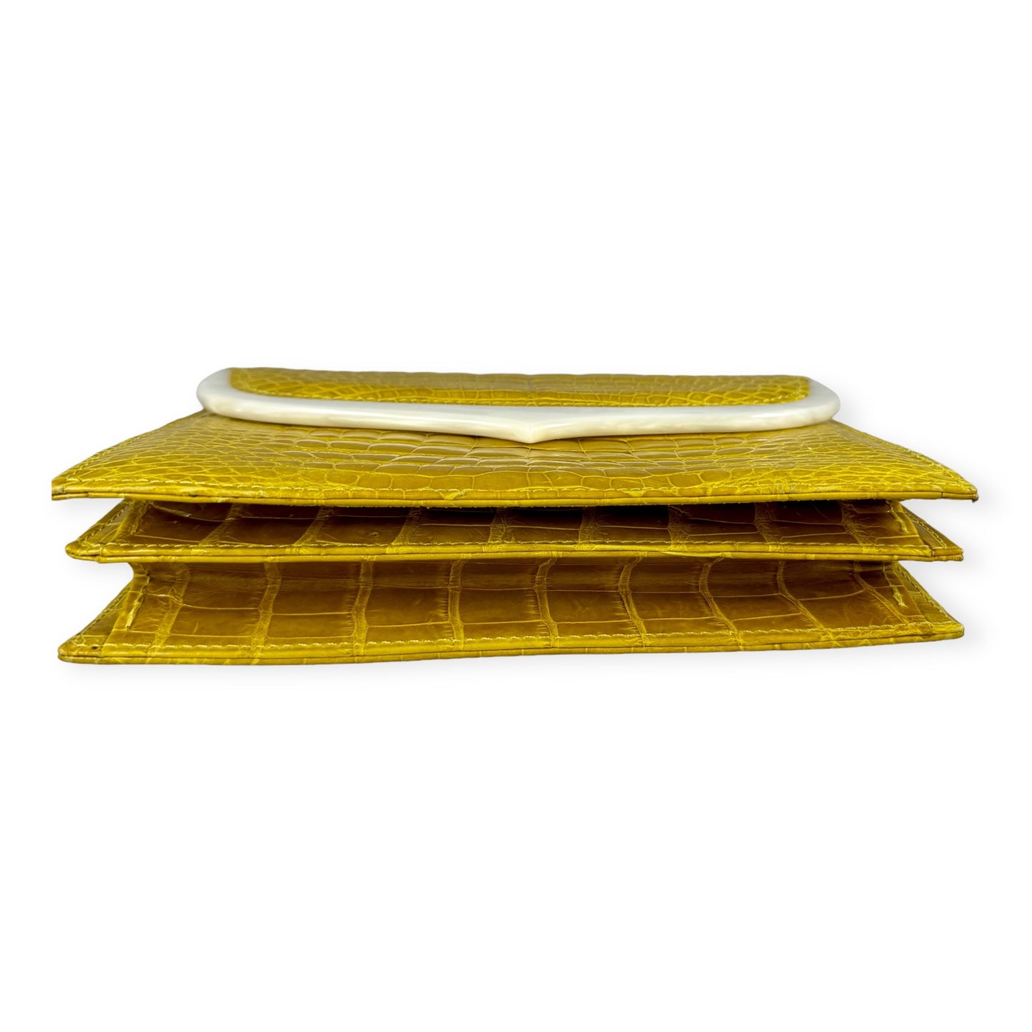 LANA MARKS Alligator MOP Handbag in Yellow