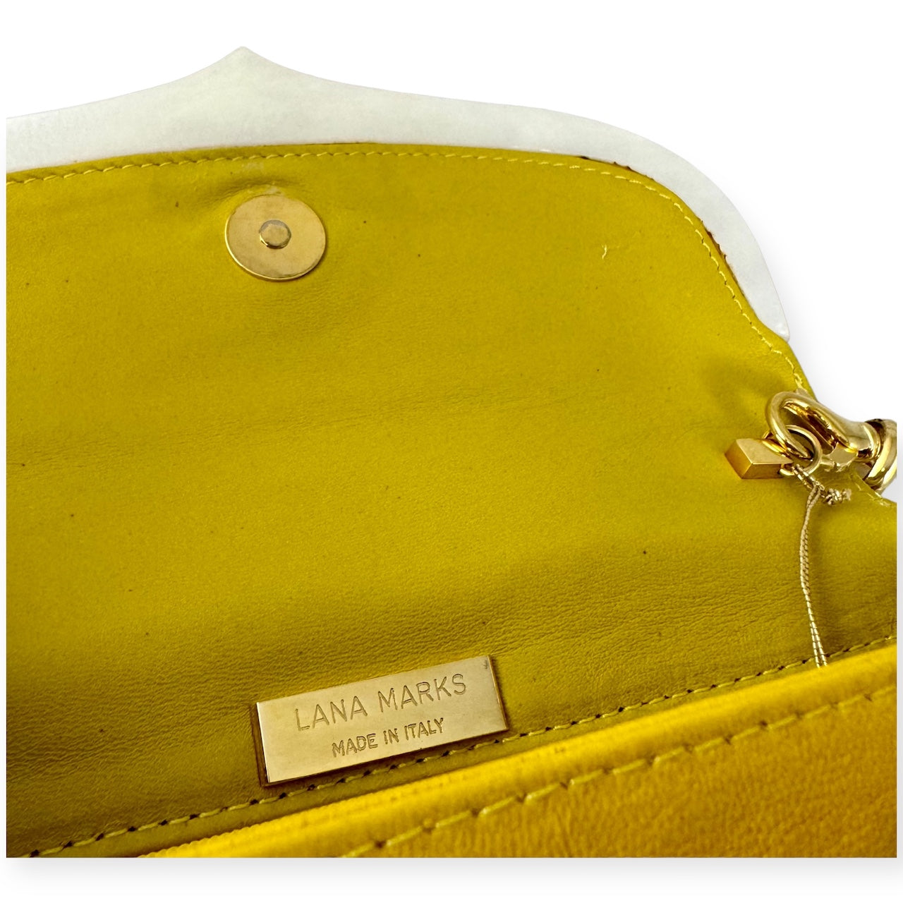 LANA MARKS Alligator MOP Handbag in Yellow