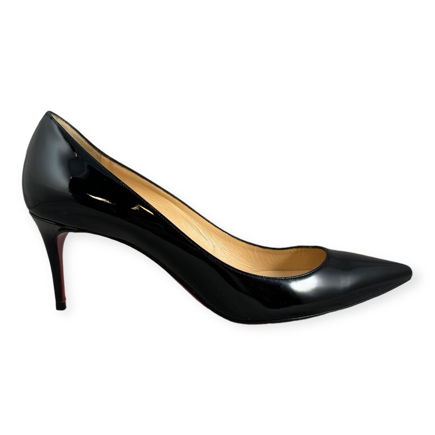 CHRISTIAN LOUBOUTIN Patent Midheel Pumps in Black | Size 38.5