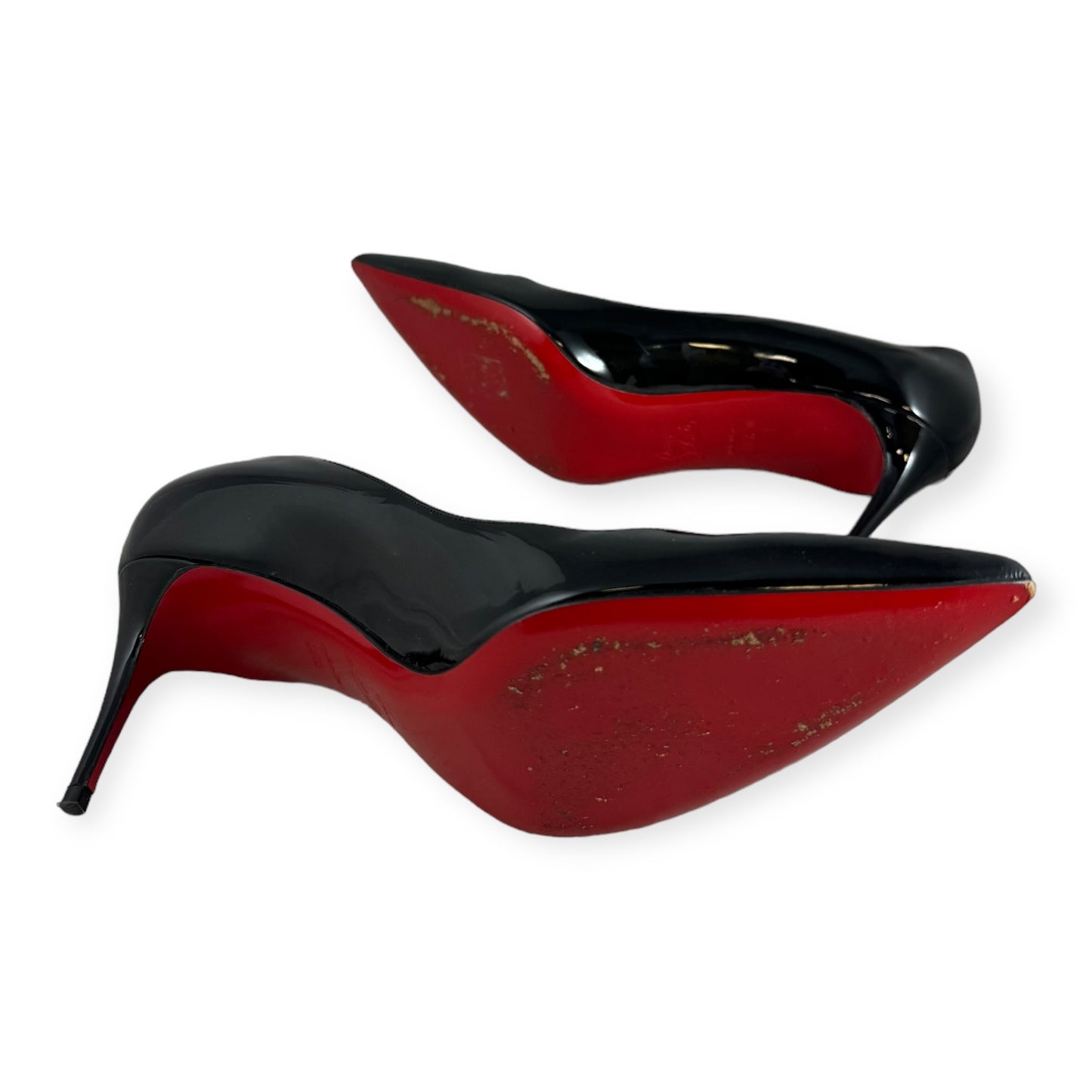 CHRISTIAN LOUBOUTIN Patent Midheel Pumps in Black | Size 38.5