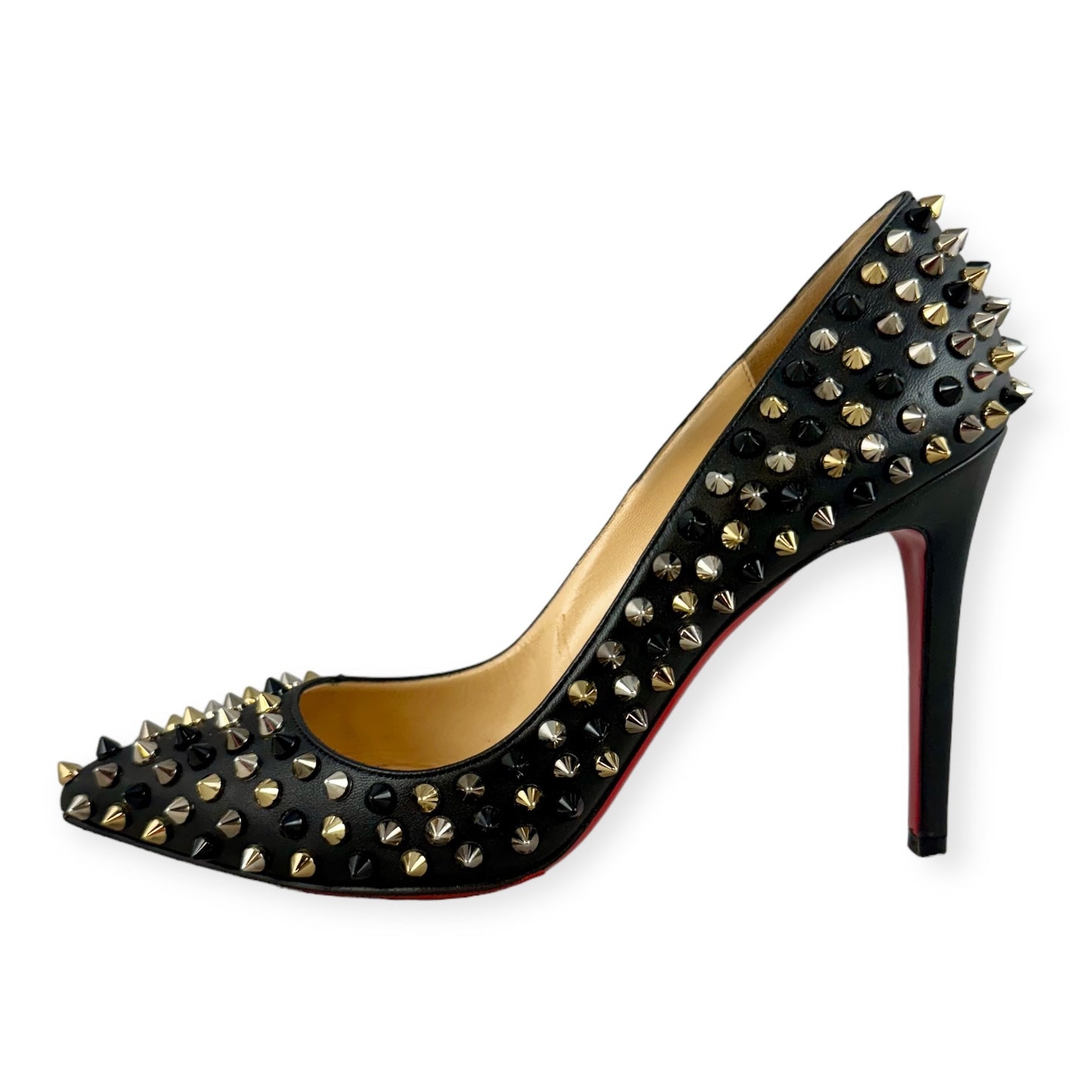 CHRISTIAN LOUBOUTIN Pigalle Spikes Pumps in Black | Size 39.5