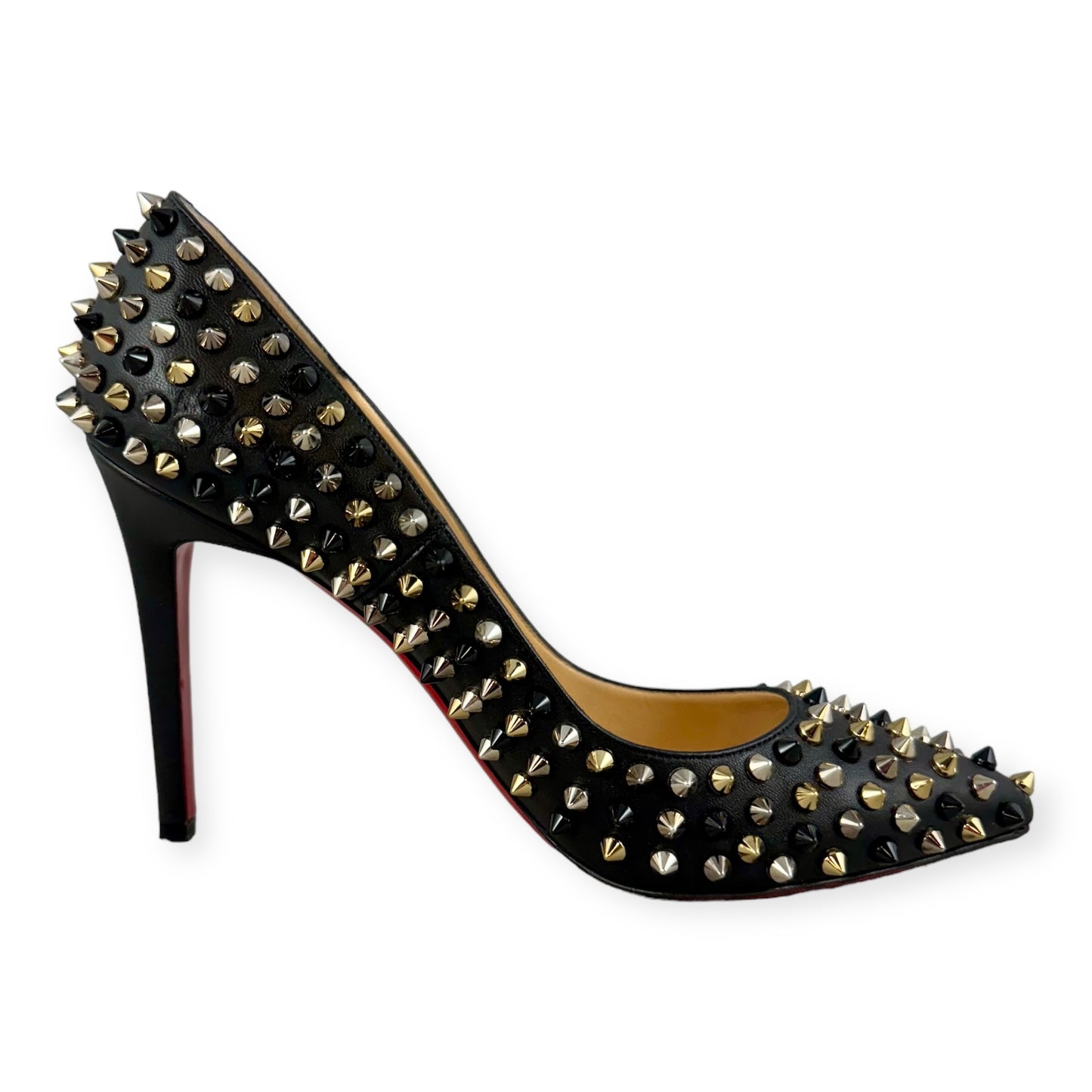 CHRISTIAN LOUBOUTIN Pigalle Spikes Pumps in Black | Size 39.5