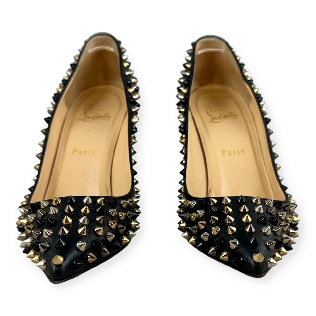 CHRISTIAN LOUBOUTIN Pigalle Spikes Pumps in Black | Size 39.5