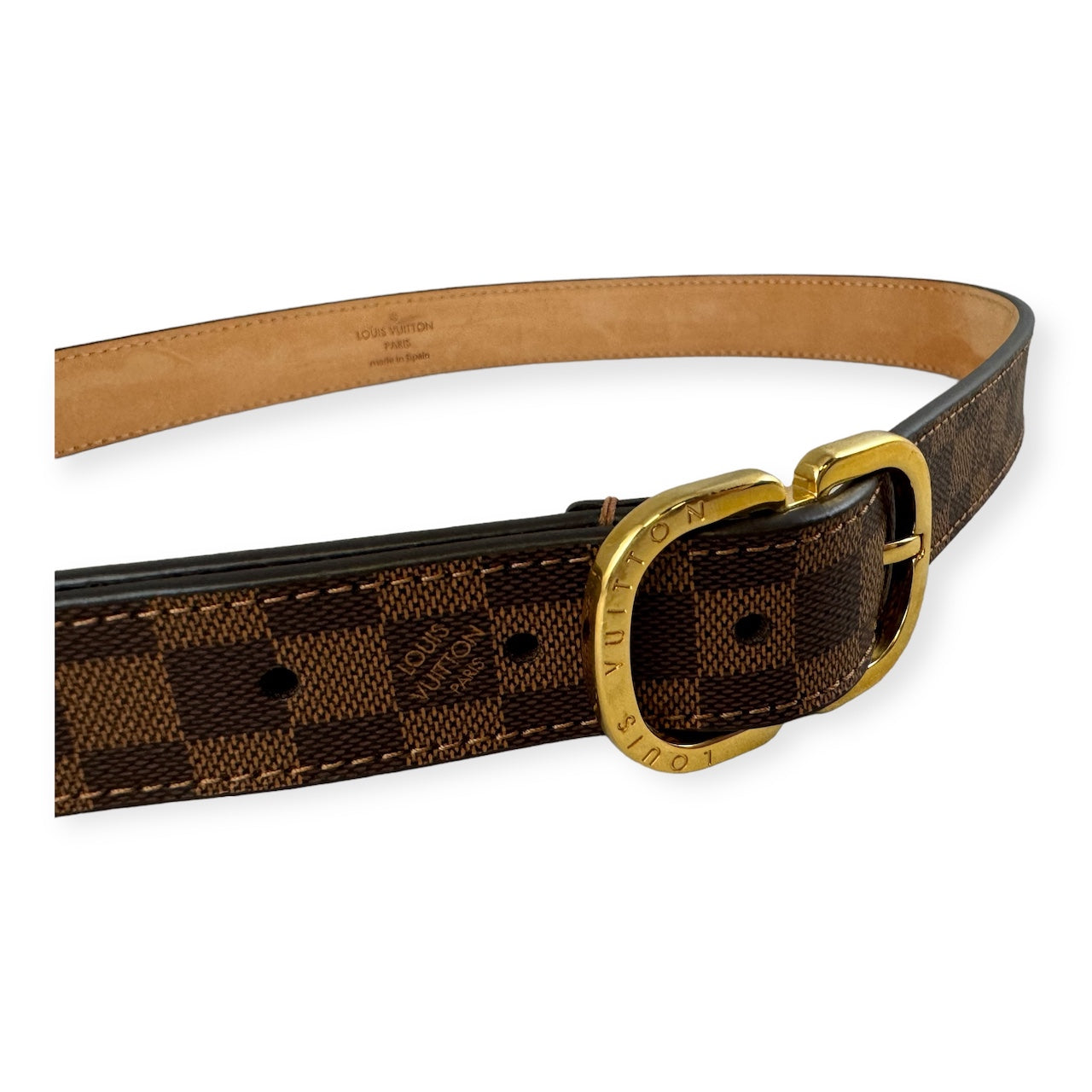 LOUIS VUITTON Damier Belt in Damier Ebene | Size 75/30