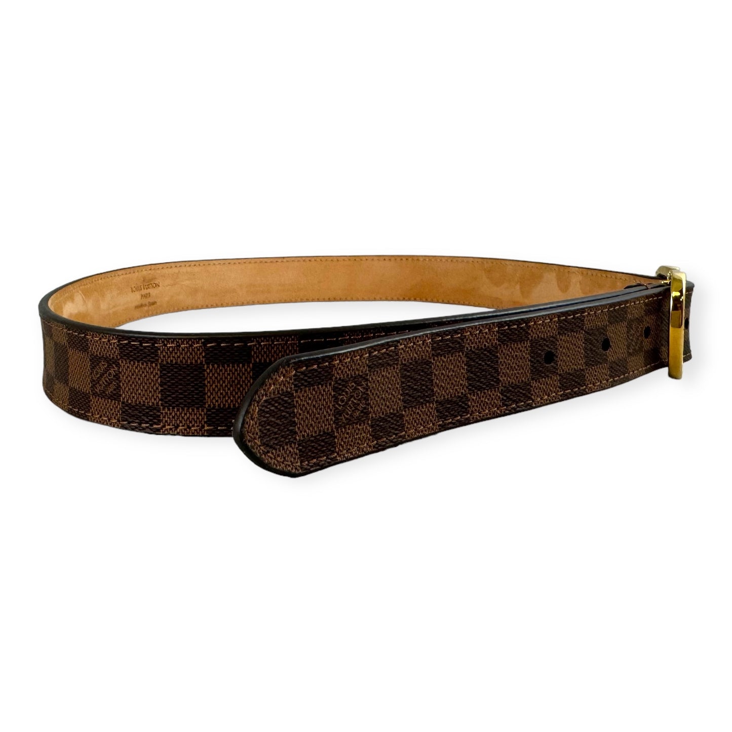 LOUIS VUITTON Damier Belt in Damier Ebene | Size 75/30