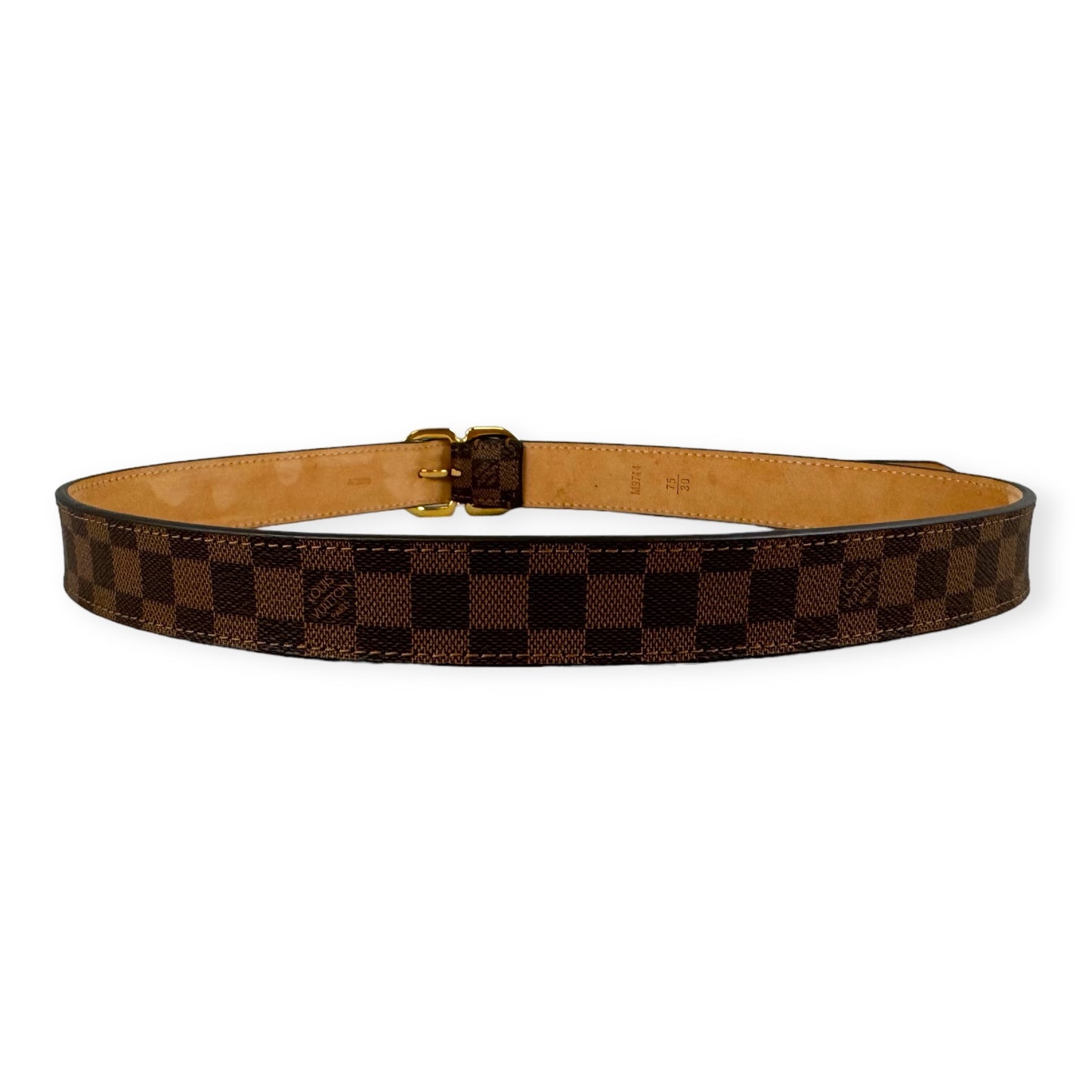 LOUIS VUITTON Damier Belt in Damier Ebene | Size 75/30