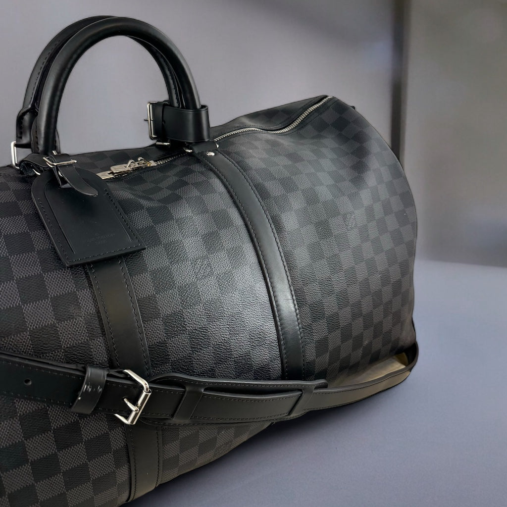 LOUIS VUITTON Keepall Bandouliere 55 Damier Graphite