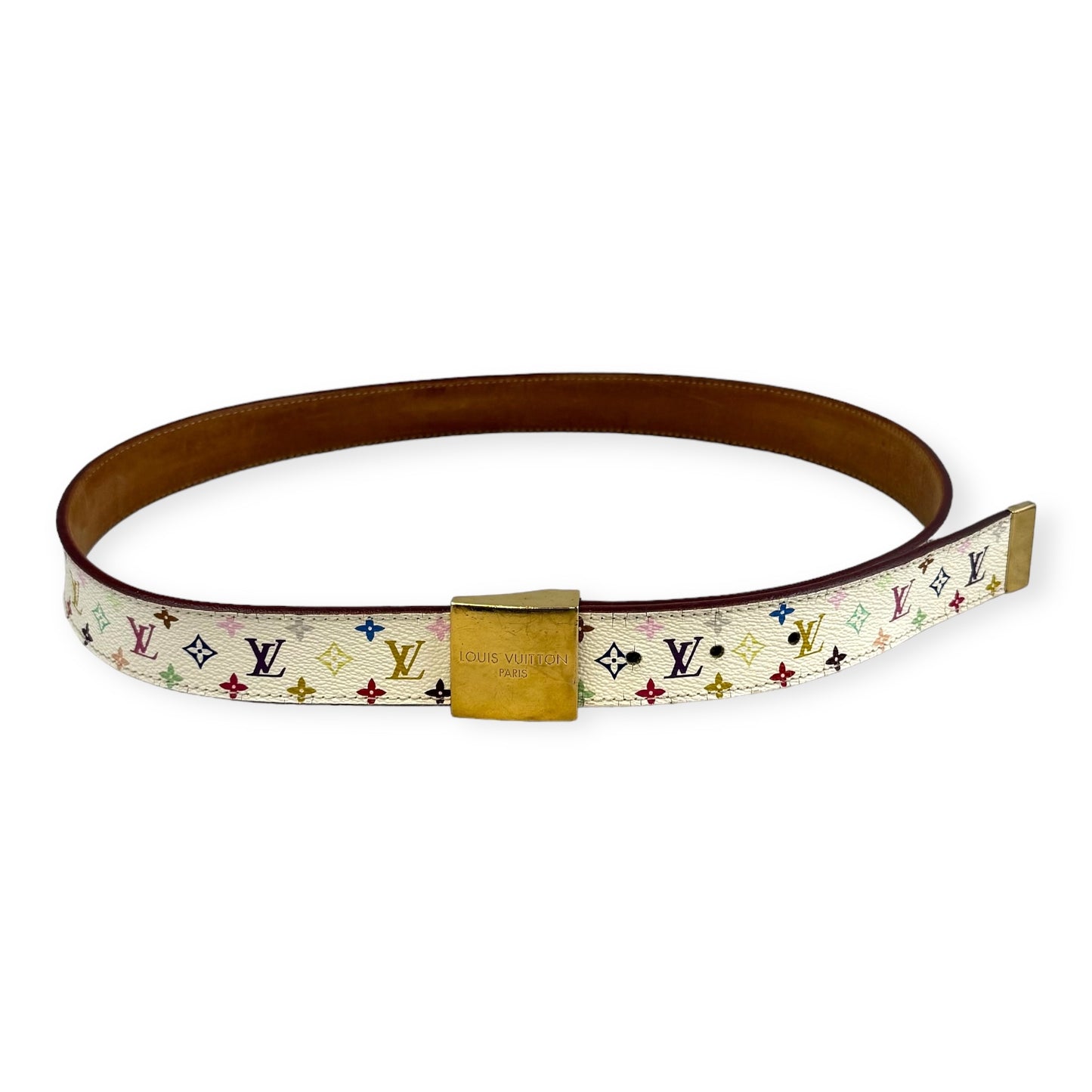 LOUIS VUITTON Monogram Belt in White Multicolor | Size 90/36