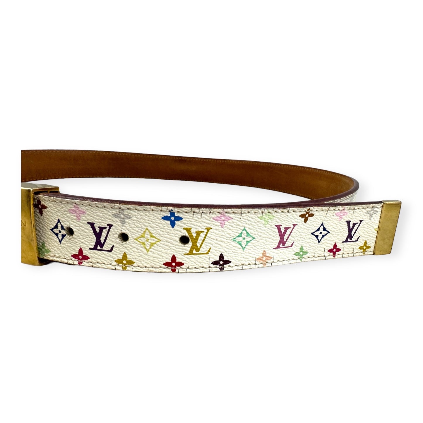 LOUIS VUITTON Monogram Belt in White Multicolor | Size 90/36