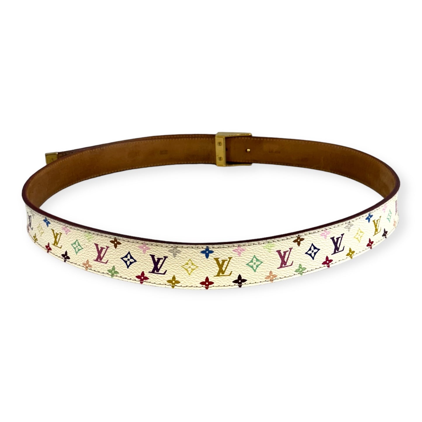 LOUIS VUITTON Monogram Belt in White Multicolor | Size 90/36