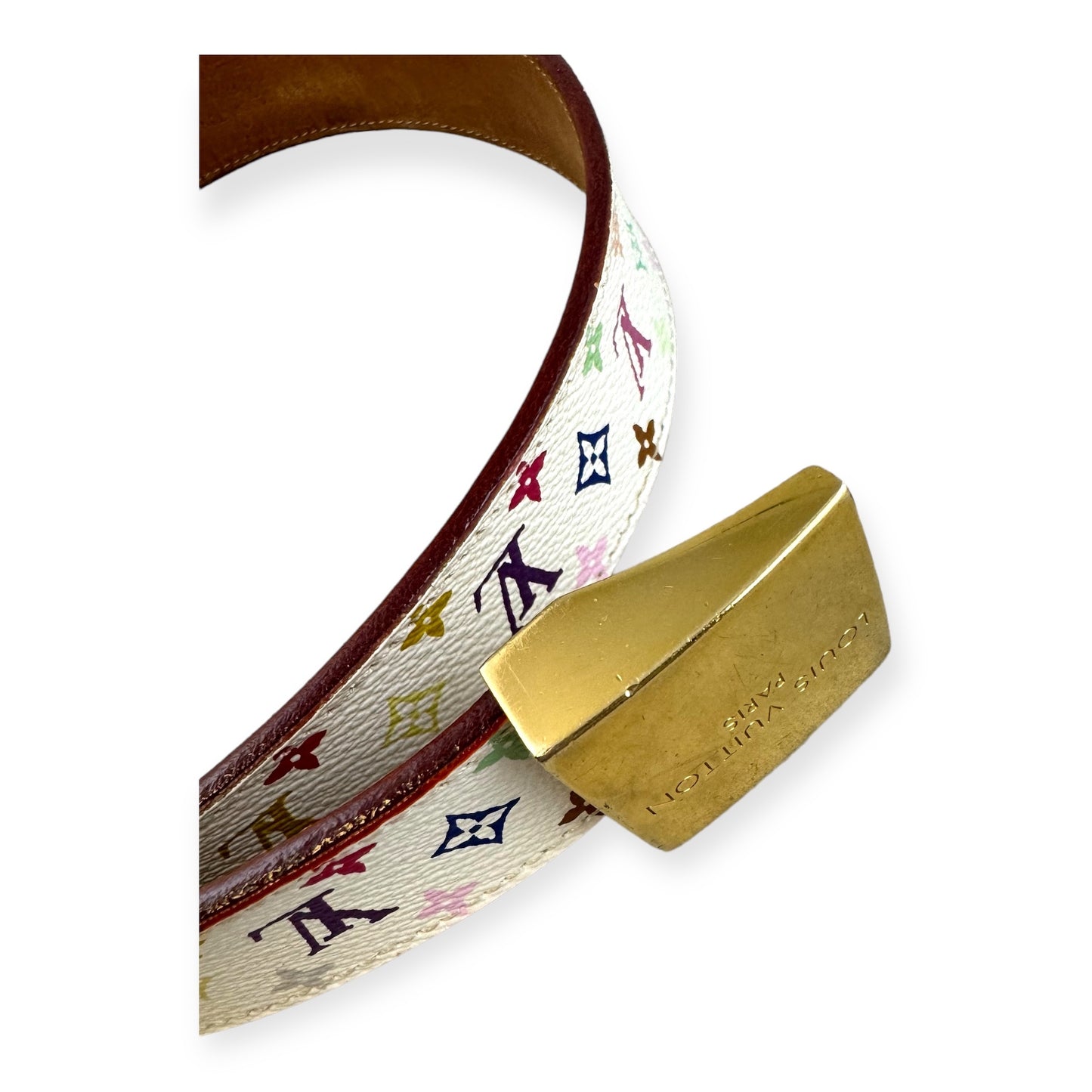 LOUIS VUITTON Monogram Belt in White Multicolor | Size 90/36