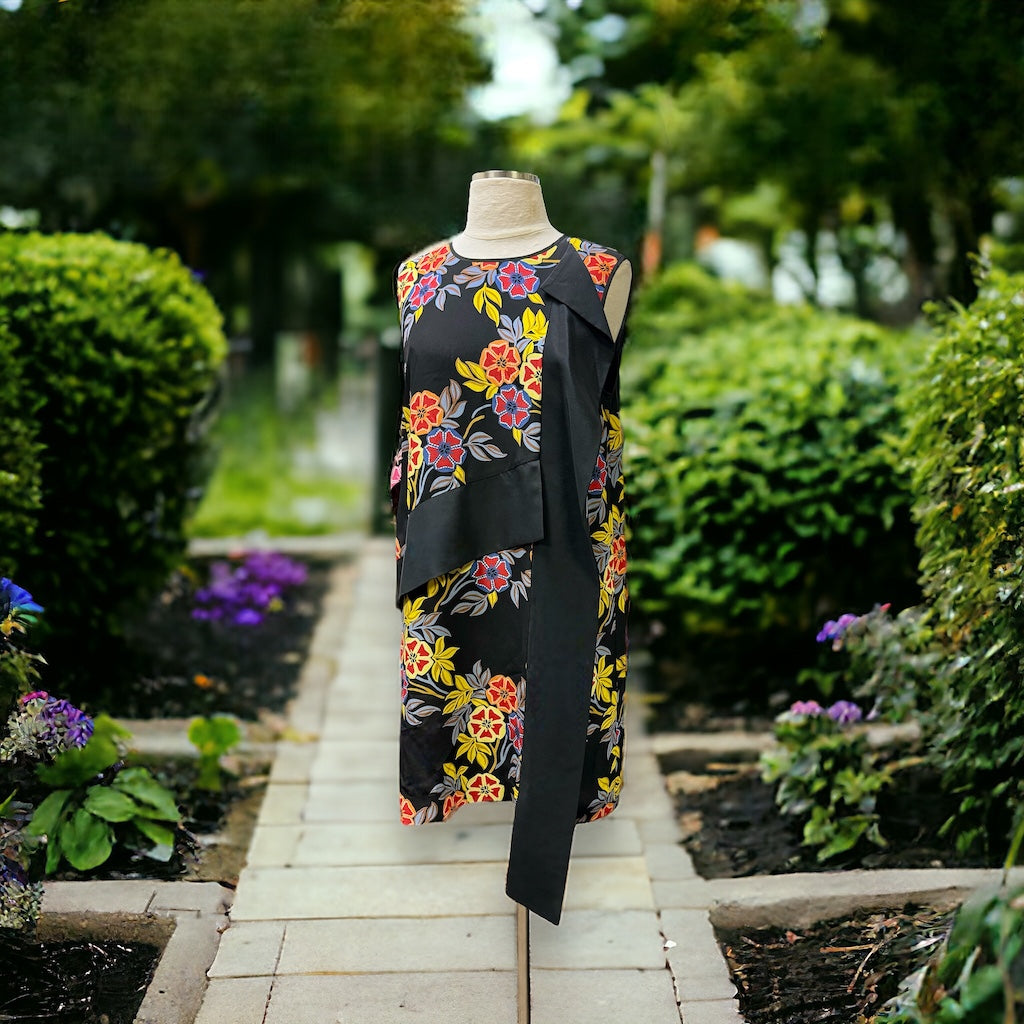 MSGM Floral Dress in Black Multi | Size Medium