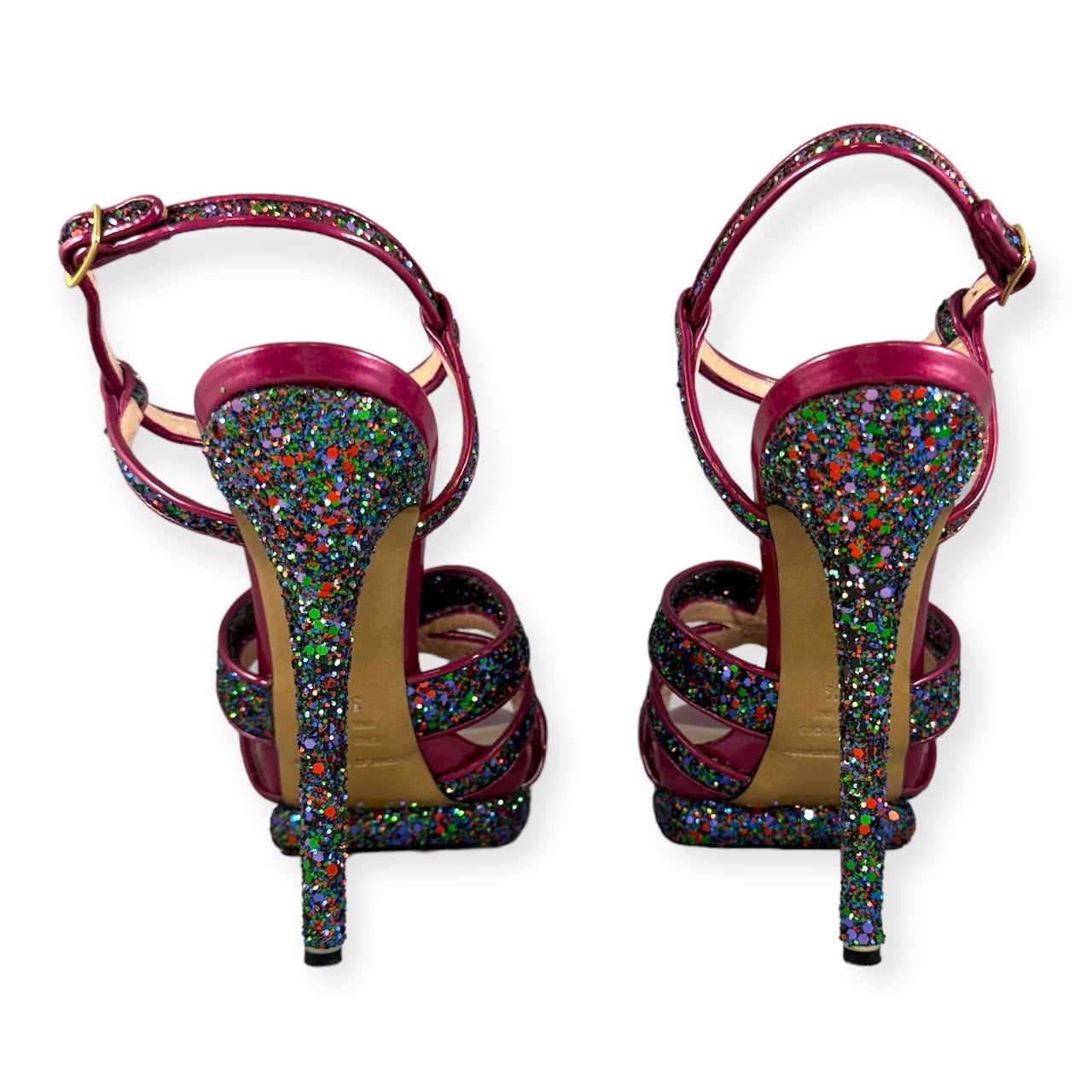 NICHOLAS KIRKWOOD Glitter Sandals in Pink Multi | Size 39.5