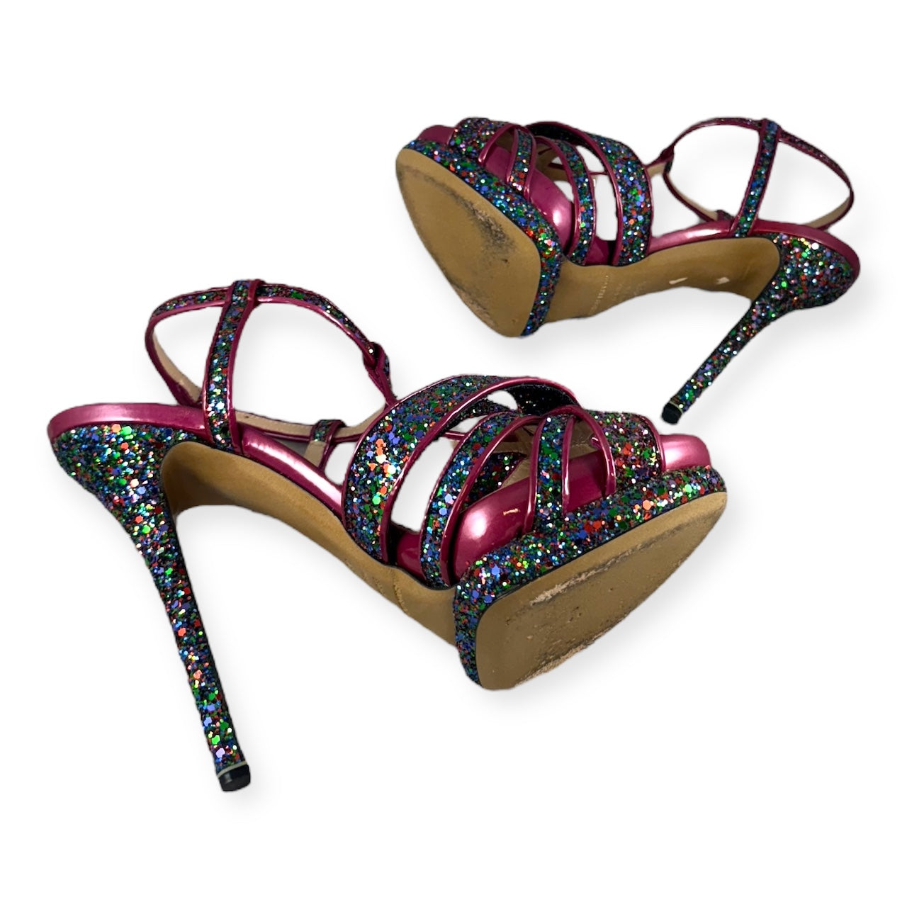 NICHOLAS KIRKWOOD Glitter Sandals in Pink Multi | Size 39.5