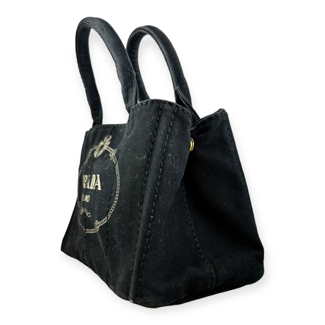 PRADA Canapa Logo Tote in Black