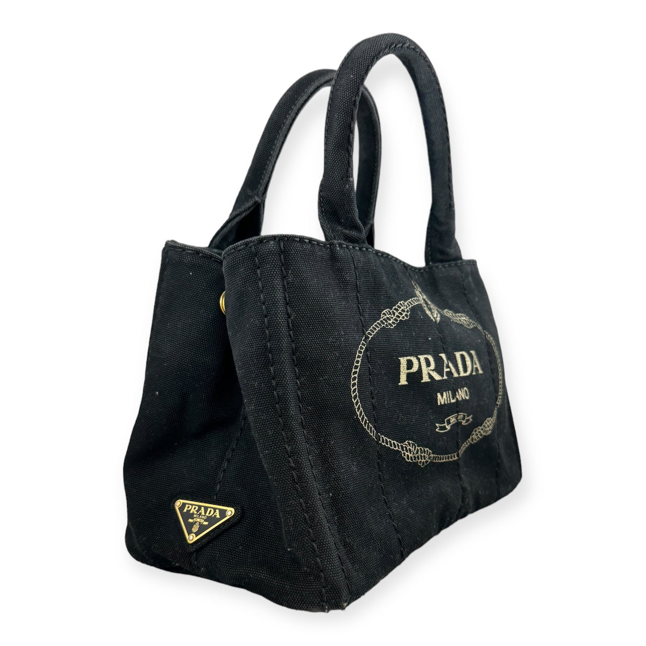 PRADA Canapa Logo Tote in Black