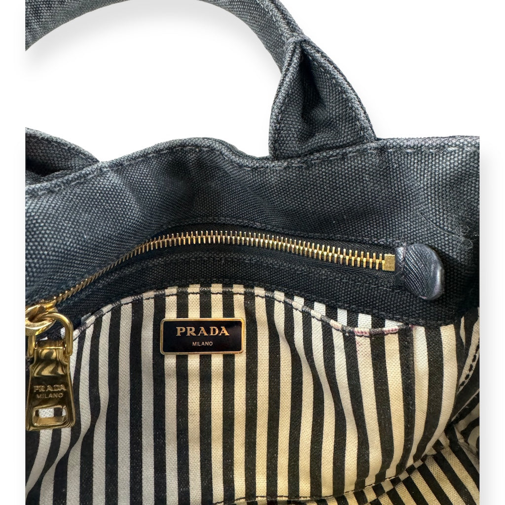 PRADA Canapa Logo Tote in Black