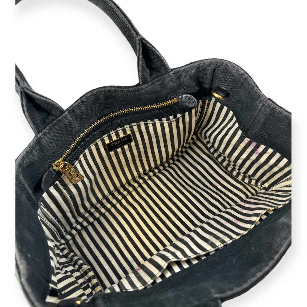 PRADA Canapa Logo Tote in Black