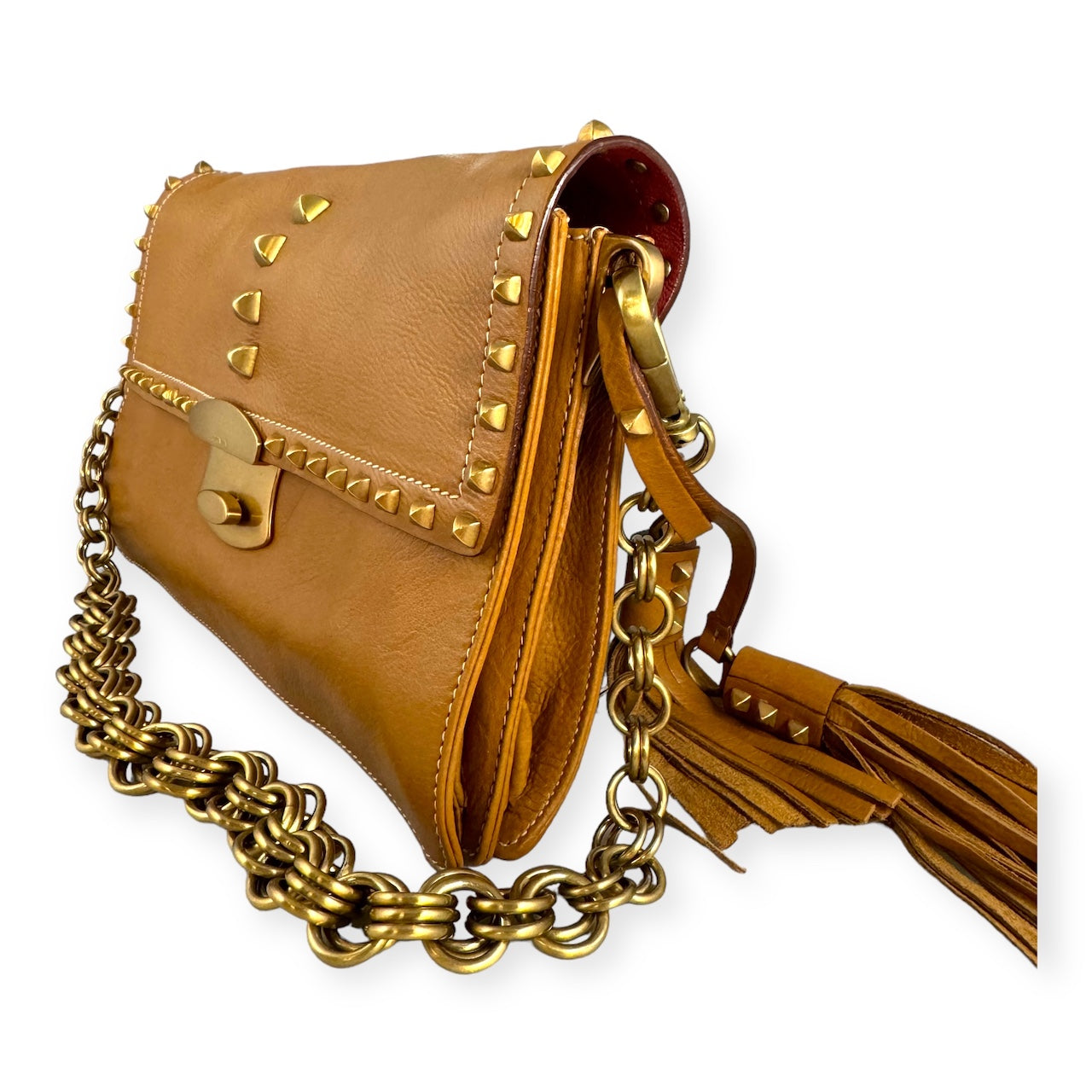 PRADA Studded Chain Shoulder Bag in Scotch