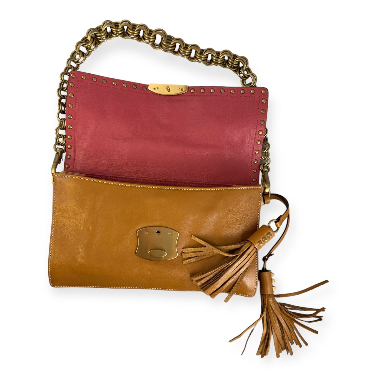 PRADA Studded Chain Shoulder Bag in Scotch