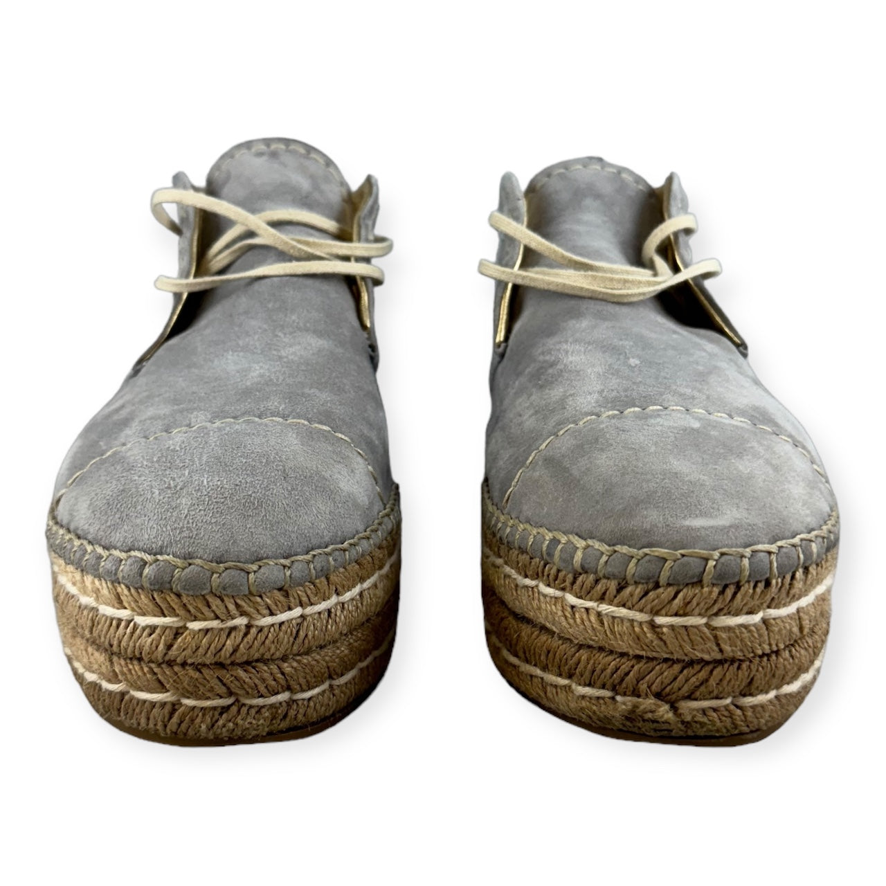 PRADA Suede Espadrille Lace Ups in Grey | Size 39.5